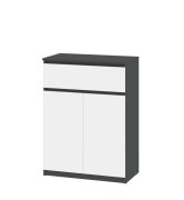 Тумба-комод "Брайт" 700х376х950 h . Антрацит / фасад БЕЛЫЙ (телескопические направляющие)