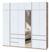 Шкаф с антресолью и зеркалом "Брайт" 2621х520х2400 h . Дуб сонома / Белый Шкаф с антресолью и зеркалом "Брайт" 2621х520х2400 h . Дуб сонома / Белый