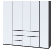 Шкаф "Брайт" 2221х520х2000 h . Антрацит / фасад БЕЛЫЙ (Телескоп. направл. левостороний)