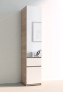 Шкаф-пенал с зеркалом "Брайт" 400х520х2000 h . Дуб сонома / Белый (Телескопич. направляющие.)