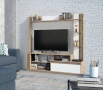 Горка в гостиную "Брайт" 1700х325х1700 h . Дуб сонома / Белый (левосторонняя)