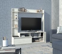 Горка в гостиную "Брайт" 1700х325х1700 h . Дуб крафт белый (правосторонняя)