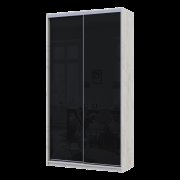 Шкаф купе Сити Лайт Слим Белое Дерево Стекло Черное 120х45х225 Шкаф купе Сити Лайт Слим Белое Дерево Стекло Черное 120х45х225