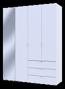 Шкаф для одежды Гелар Белый 3ДСП/Дзеркало 155х49.5х203.4