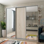 Шкаф купе Сити Лайт Дуб сонома 1 ДСП / 2 Зеркала 225х60х225 Шкаф купе Сити Лайт Дуб сонома 1 ДСП / 2 Зеркала 225х60х225