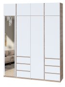 Шкаф с зеркалом "Брайт" 2000х520х2400 h . Дуб сонома / Белый (Телескопические направляющие) Шкаф с зеркалом "Брайт" 2000х520х2400 h . Дуб сонома / Белый (Телескопические направляющие)