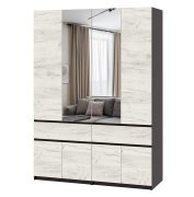 Шкаф с зеркалом "Брайт" 1600 x 520х2000 h . Венге магия / Дуб крафт белый