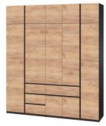 Шкаф с антресолью "Брайт" 2221х520х2400 h . Венге магия / Дуб крафт золотой (левосторонний)