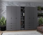 Комплект Гелар з Етажеркою Графіт 3+3 ДСП 270.6х49.5х203.4