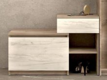 Тумба для обуви "Брайт" с ящиком 900х376х590 h . Дуб крафт серый / Дуб крафт белый (правост.)