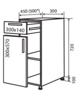 Нижняя тумба №22 (300x820) дверь + ящик Альбина
