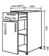 Нижняя тумба №23 (400x820) дверь + ящик Альбина