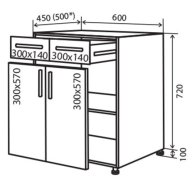 Нижняя тумба №26 (600x820) двери + ящики Amore Classic