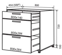 Нижняя тумба №29 (800x820) ящики Кредо