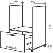 Тумба под духовку №32 (600x1070) ящик Amore Classic