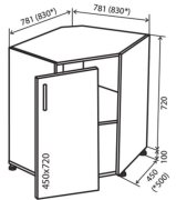 Тумба под мойку №34 (780x820) угол  Amore Classic