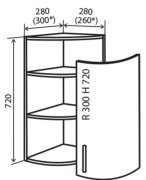 Навесной Шкаф №15R (280x720) угл. окончание Без двери Amore Classic