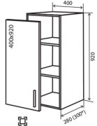 Навесной Шкаф №43 (400x920) витрина 2 Amore Classic