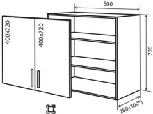 Навесной Шкаф №8 (800x720) витрина 2 Amore Classic