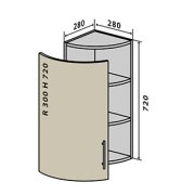 Навесной Шкаф №15R угл. окончание (280x720) Мода мат Soft Touch