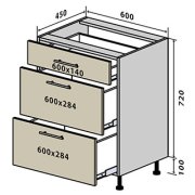 Нижняя Тумба №28 ящики (600x820) Мода мат Soft Touch