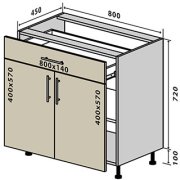 Нижняя Тумба №31 двери + ящик (800x820) Мода мат Soft Touch