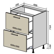 Нижняя Тумба №10 ящики (600x820) Мода мат Soft Touch