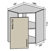 Навесной Шкаф №14 витрина угол (580x720) Мода мат Soft Touch