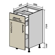 Нижняя Тумба №23 дверь + ящик (400x820) Мода мат Soft Touch