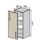 Навесной Шкаф №2 витрина (300x720) Мода мат Soft Touch