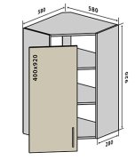 Навесной Шкаф №54 витрина угол (580x920) Мода мат Soft Touch