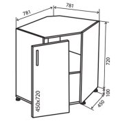 Нижняя тумба угловая №34 (781х781x820) Колор-Микс