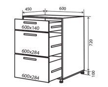 Нижняя тумба №28 (600x820 шухляды) Колор-Микс