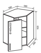 Навесной Шкаф №54 (580x920) витрина угол Margo