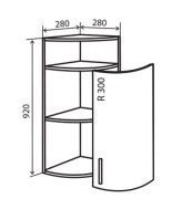 Навесной Шкаф №56R+ (280x920) угл. окончание гнут. Margo