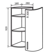 Угловое окончание верхнее №56R+ (280х920) Колор-Микс