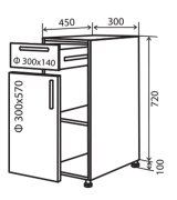 Нижняя тумба №22 (300x820 шухляды) MoDa