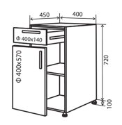Нижняя тумба №23 (400x820 шухляды) Альта