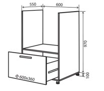 Тумба под духовку №32 (600x1070) ящик Margo