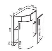 Нижняя тумба №37R+ (280x820) угл. окончание гнут. Margo