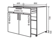 Нижняя тумба №31 (800x820) двери + ящик Margo