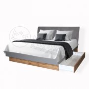 Линц Кровать 1,8х2,0 с ящиками + вклад под матрас | Серый шифер - Дуб Вотан Линц Кровать 1,8х2,0 с ящиками + вклад под матрас | Серый шифер - Дуб Вотан