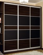 Шкаф-купе: 3 ДСП макасар комби/черный лак (262х220х60)