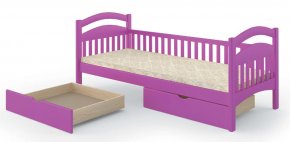 Ліжко 90 Жасмін люкс з одним парканом і шухлядами рожева (s2060) +вклад