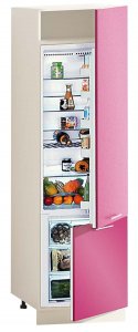 Шкаф П60.214.2Д. Вар.6 под встроенный холодильник "Крашеный высокий глянец"