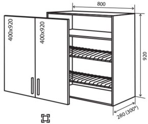 Навісна Шафа №49 (800x920) сушка Amore Classic