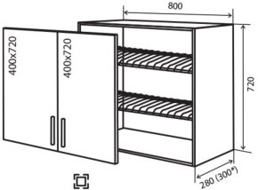 Навісна Шафа №9 (800x720) сушка вітрина 1 Amore Classic