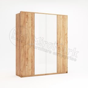 Ники Шкаф 4Д без зеркала | Дуб Крафт - Глянец Белый