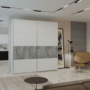 Шафа купе G-Caiser Білий / Білий вставка Бетон 2 ДСП / 4 частини 220х60х240