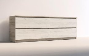 Тумба під телевізор "Брайт" 1392х376х511h . Дуб крафт сірий / білий крафт (Телескоп. направл.)